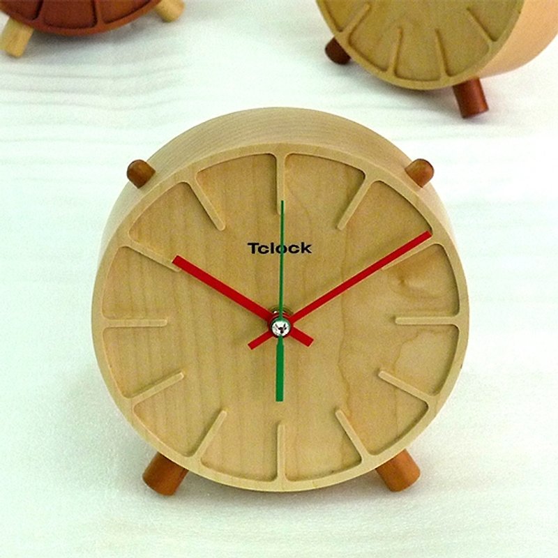 『線條 Line』原木圓桌鐘 加拿大硬楓木 美國櫻桃木 實木製做 - 時鐘/鬧鐘 - 木頭 