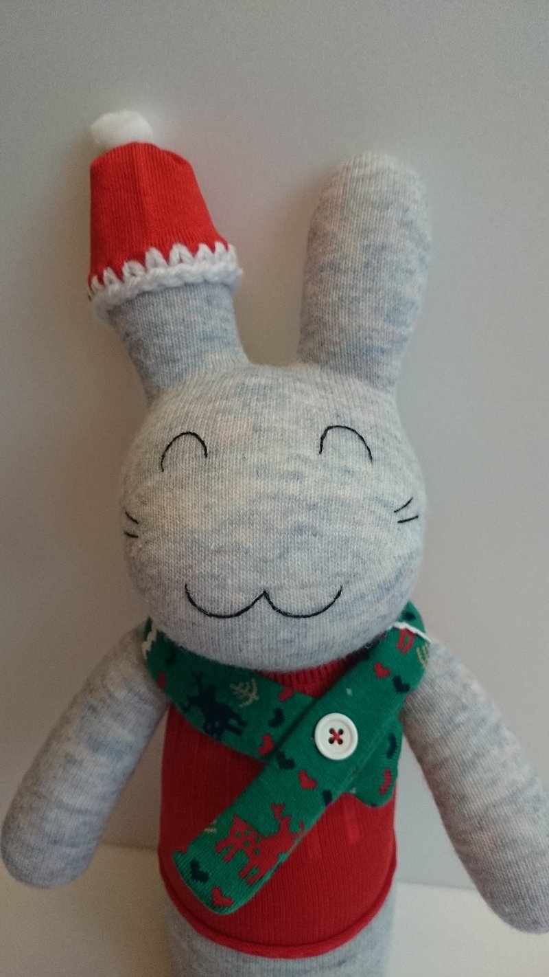 聖誕兔(大) / 玩偶 / 襪子娃娃 / 兔子 / 聖誕禮物 - 公仔模型 - 棉．麻 