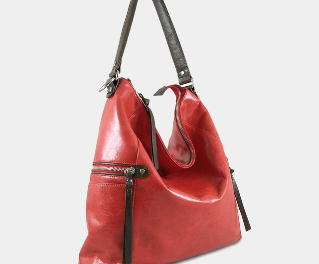 Influxx GND Melanie Leather Shoulder Bag / Work Bag / Tote – Poppy