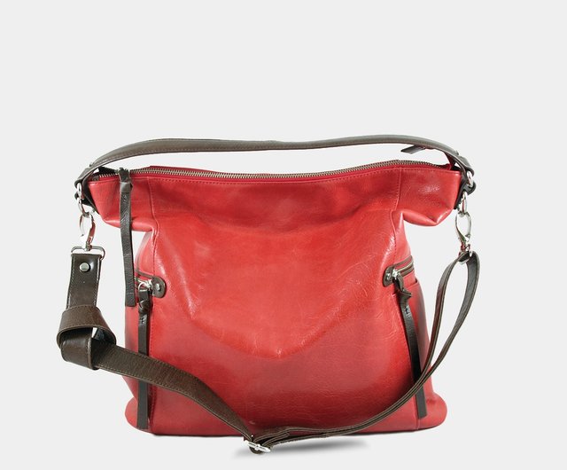 Influxx GND Melanie Leather Shoulder Bag / Work Bag / Tote – Poppy