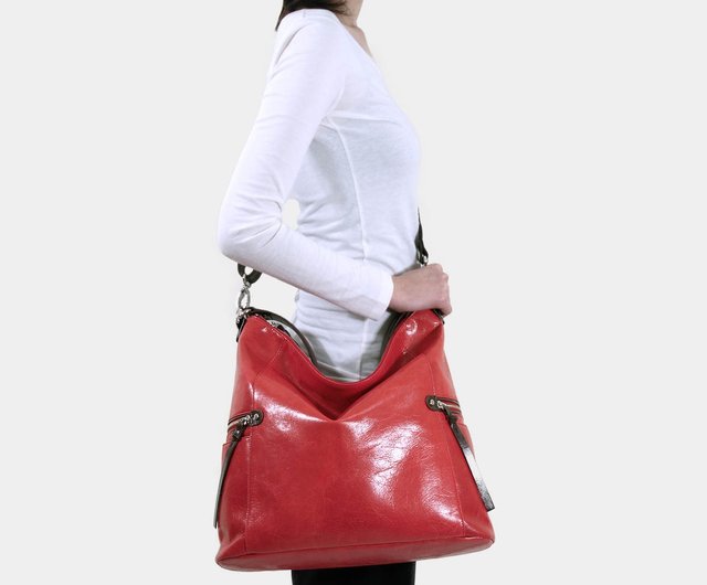 Influxx GND Melanie Leather Shoulder Bag / Work Bag / Tote – Poppy