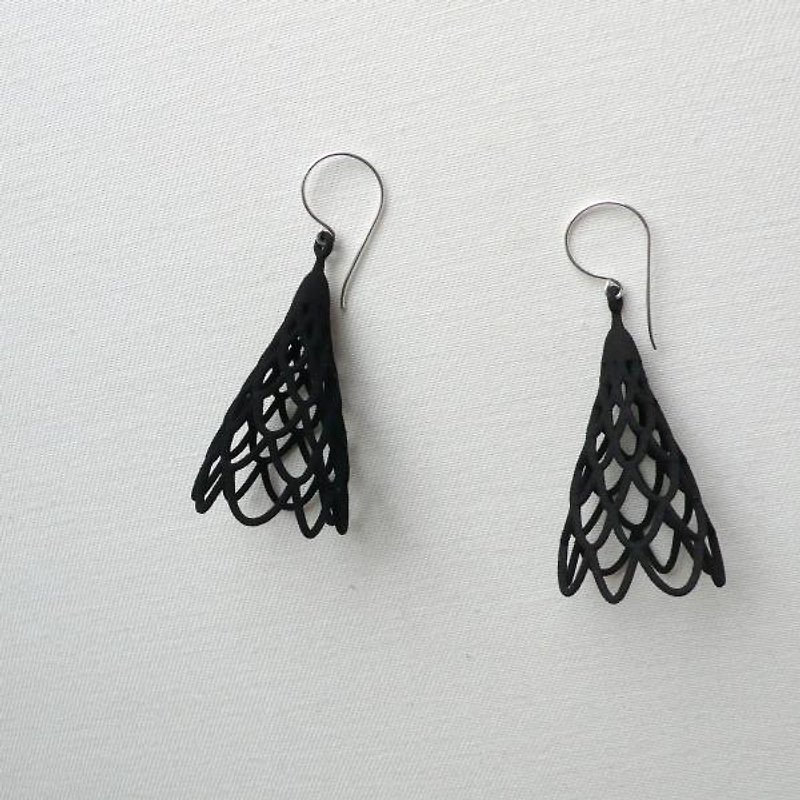 drape earrings black - Earrings & Clip-ons - Plastic Black