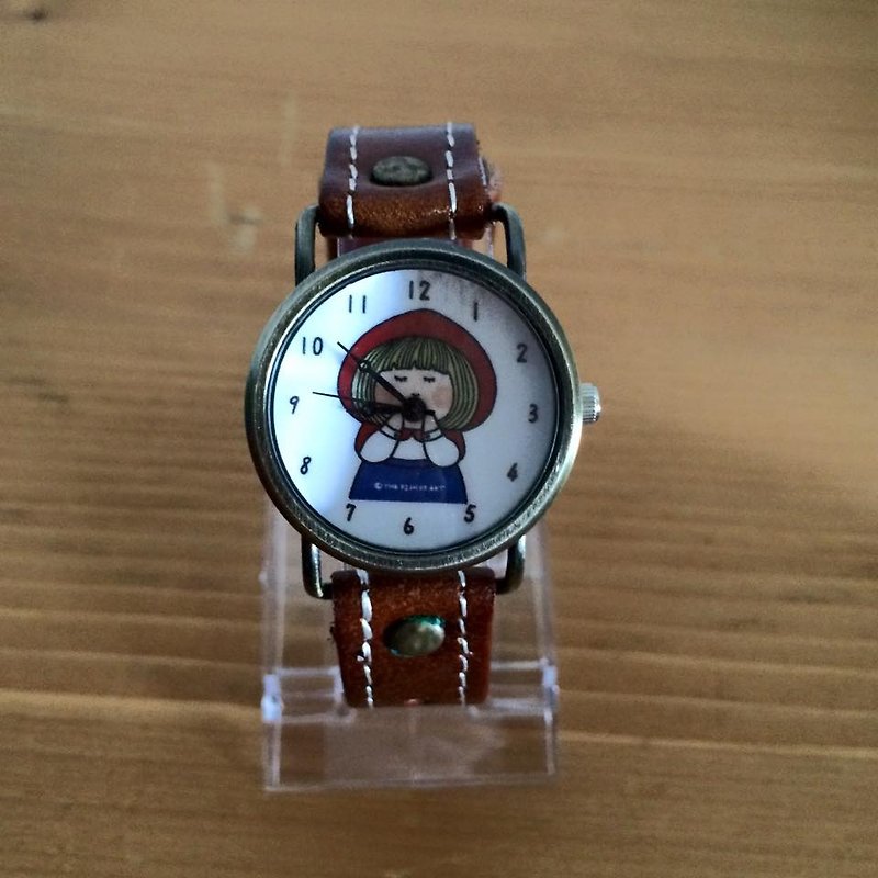 《藝之魚》記性差一點，快樂也就多一些 小紅帽 皮革錶帶 插畫錶 最佳節日禮物 穿搭飾品 手錶 --W0008 - 女錶 - 真皮 咖啡色