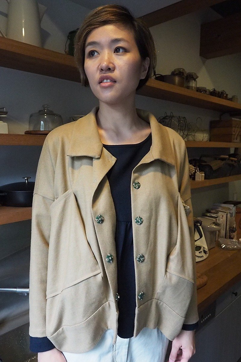 & By tan & luciana wool coat with large pockets conceal the excitement - เสื้อแจ็คเก็ต - กระดาษ สีกากี