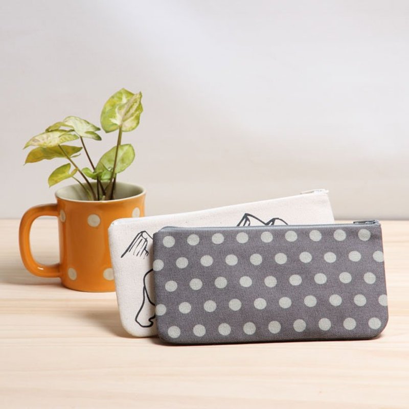 1 + 1 combination of dual-use pencil canvas zipper bag of small objects - Toiletry Bags & Pouches - Cotton & Hemp Gray