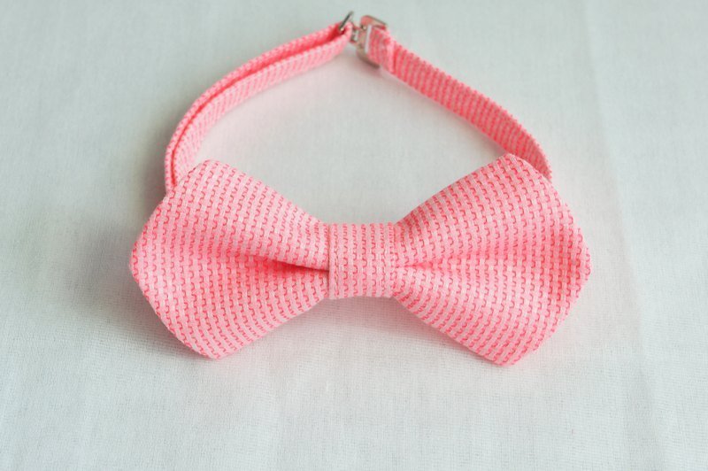 Spring meadow trip! Pointed double-layer bow tie (fluorescent pink) - Ties & Tie Clips - Other Materials Pink
