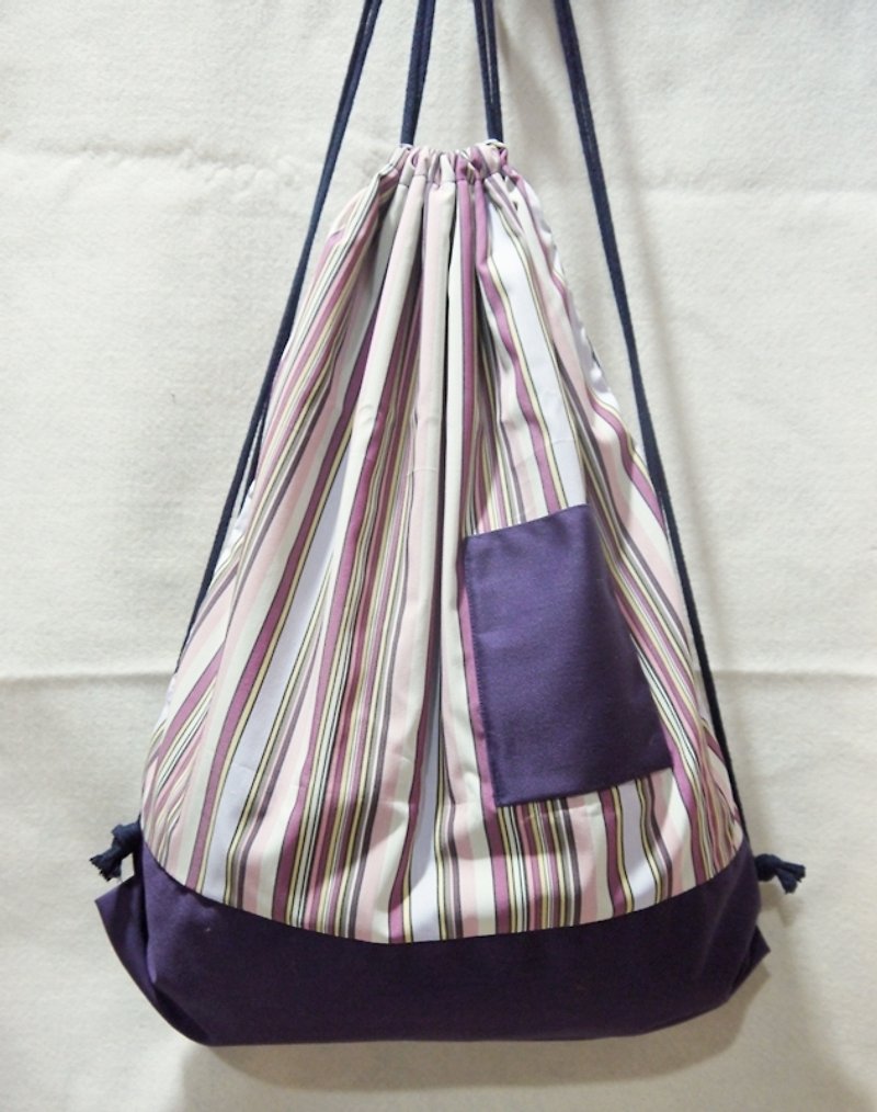 束口袋後背包+紫色微醺+ - Drawstring Bags - Other Materials Purple