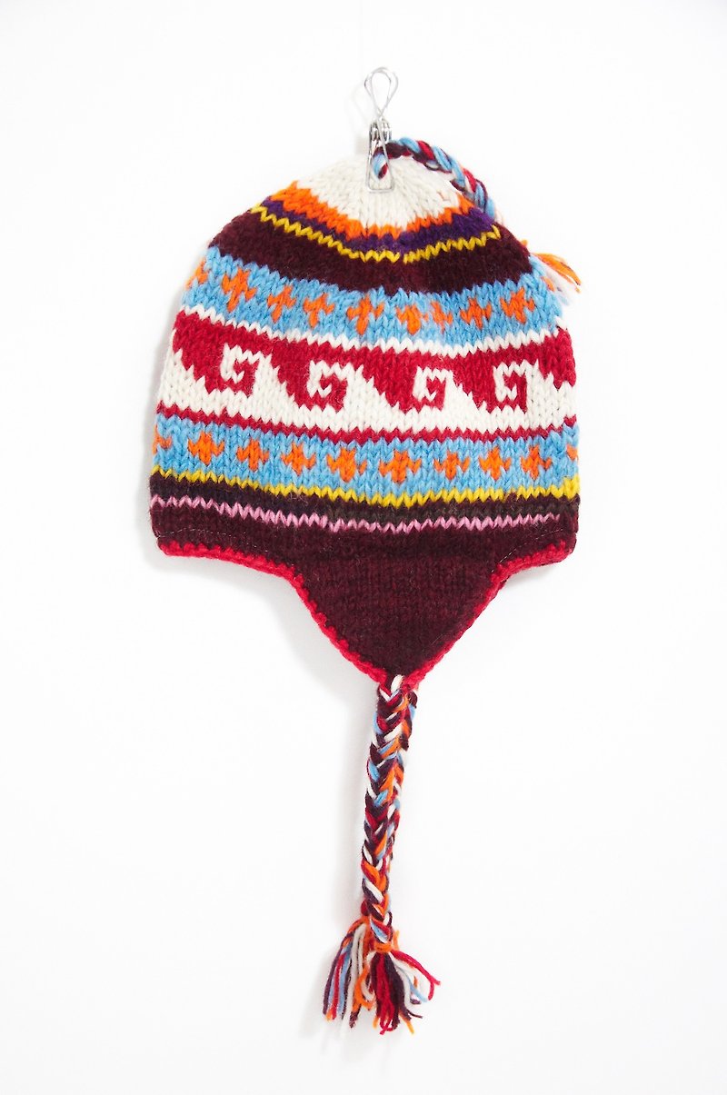 情人節禮物手工編織純羊毛帽/飛行毛帽 / 毛線帽  - 東歐圖騰 ( 僅一件 ) - 帽子 - 其他材質 多色