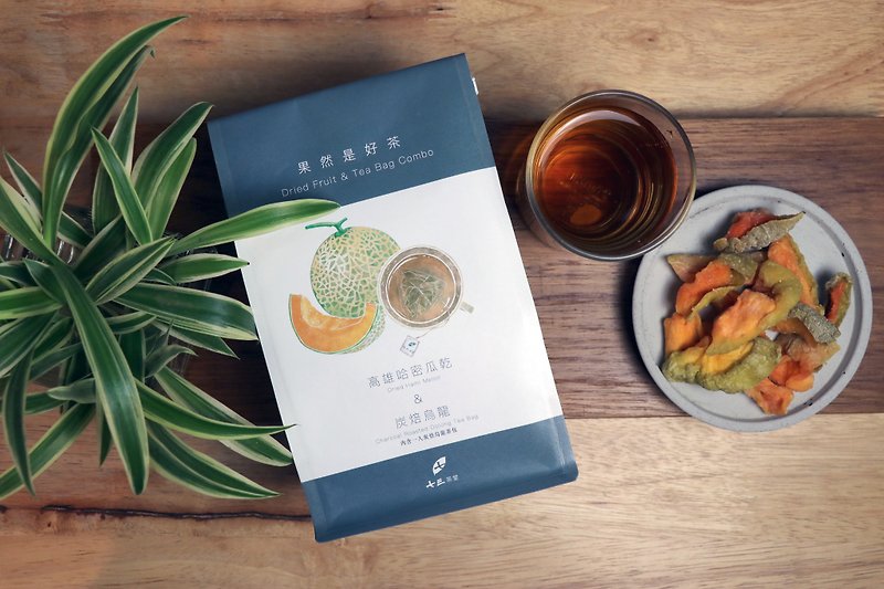 【Fruit & Tea】Dried Hami Melon & Charcoal Roasted Oolong Tea - Dried Fruits - Paper Multicolor