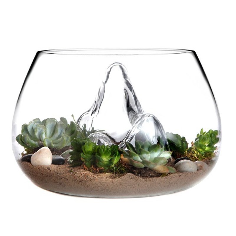 【魚缸】30cm 山水藝術魚缸 玻璃雕設計(不含任何內容物僅有魚缸) - 裝飾/擺設  - 玻璃 綠色