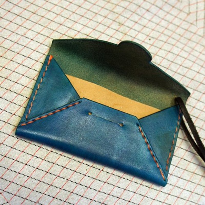 Small things} Designer's leather hand-made: Envelope series_Double-layer business card holder_Accept order - แฟ้ม - หนังแท้ สีกากี