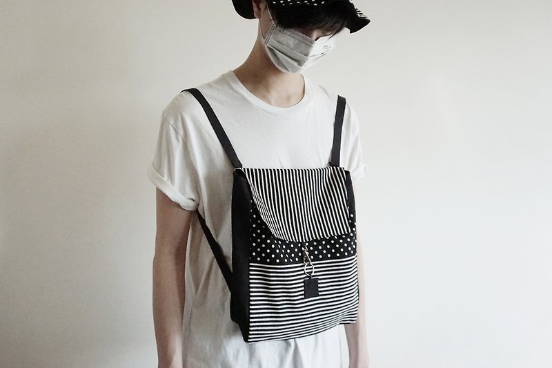 White & amp; Black - Bag Series - after 2 / 1-1 backpack !! - Backpacks - Other Materials Black