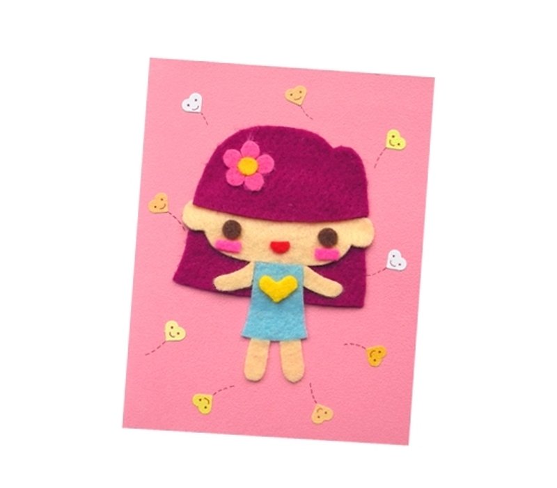 手作りカードユニバーサルカード_キャラクタードール...バースデーカード、バレンタインカード、​​ありがとうカード - カード・はがき - 紙 ピンク