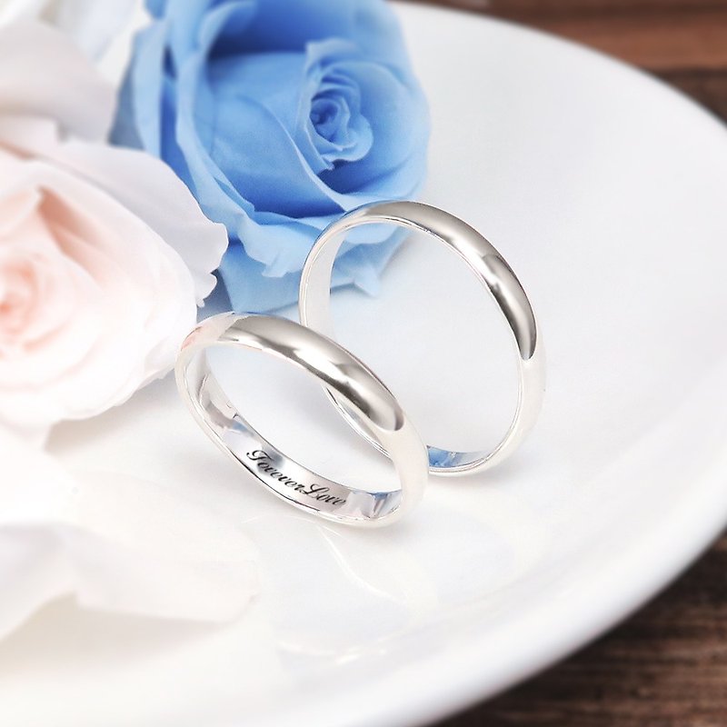 [Customized gift] Arc couple ring set [narrow version + narrow version] 925 sterling silver ring - Couples' Rings - Sterling Silver Silver