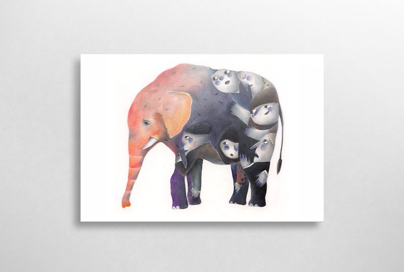 Elephant postcard - การ์ด/โปสการ์ด - กระดาษ สึชมพู