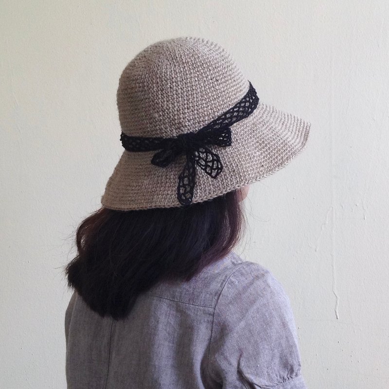 Xiao fabric - the beginning of summer - hand-woven twine woven hats - Hats & Caps - Cotton & Hemp Khaki