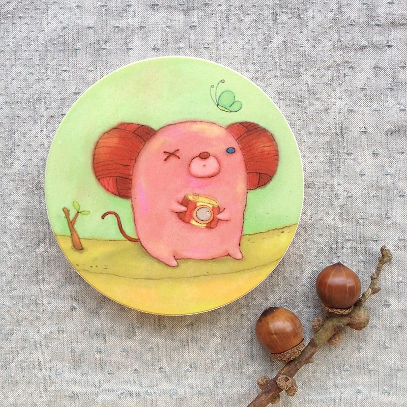 Five wings round ceramic absorbent coasters. Eyed rat - Coasters - Other Materials 