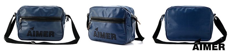 Odd fashion house duo dorsal side of the paper airplane Aimer bag tide backpack bag computer bag bag retro dad blue - Messenger Bags & Sling Bags - Genuine Leather Blue