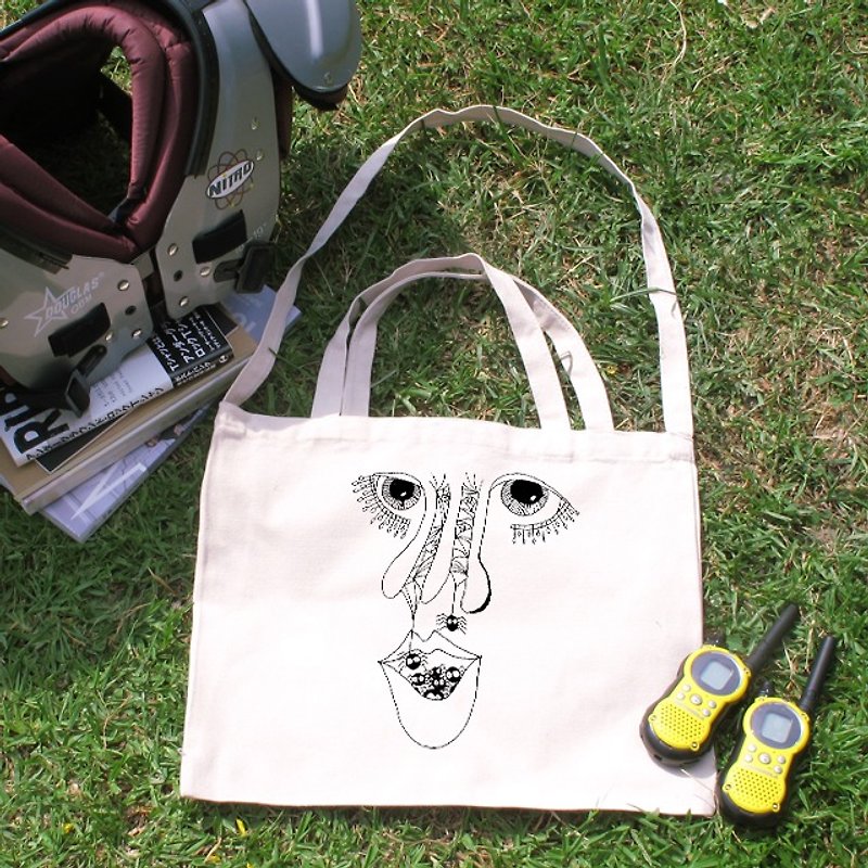 Nasal illustration horizontal canvas bag - กระเป๋าคลัทช์ - วัสดุอื่นๆ 