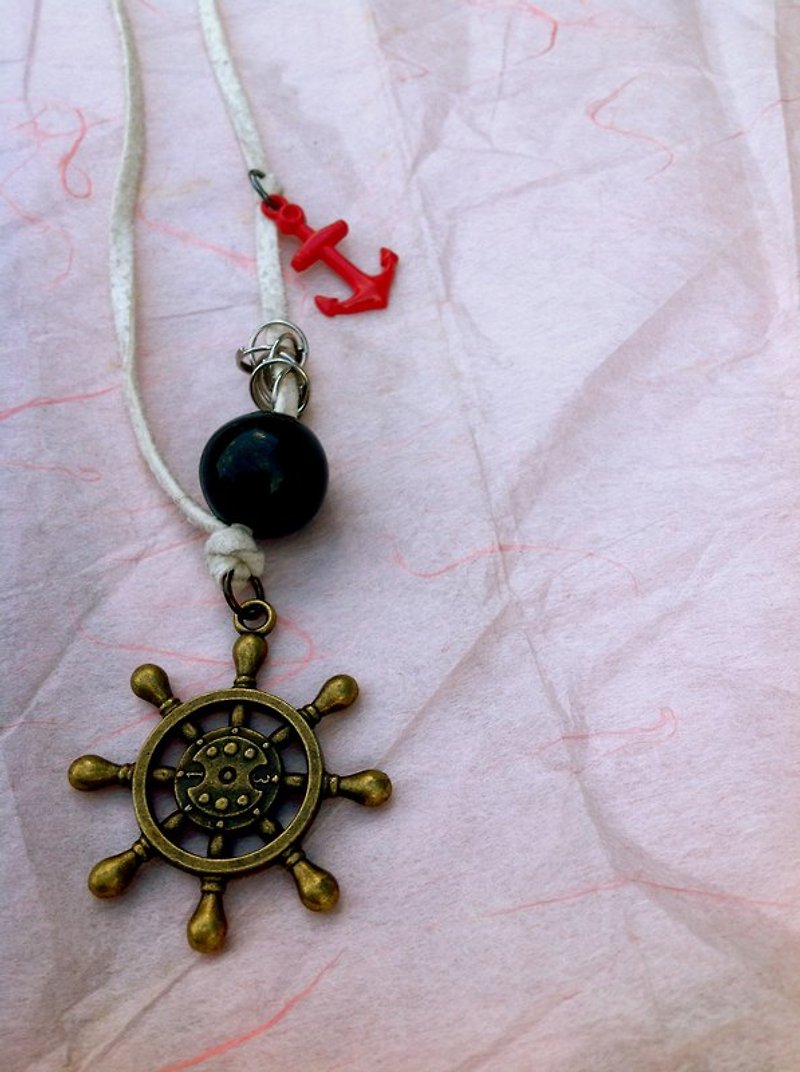 Necklace ∞ night and red anchor sail - Necklaces - Other Metals Multicolor