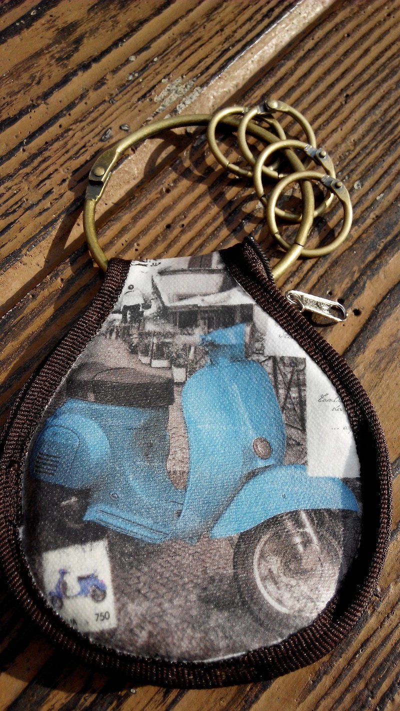 機関車のキー財布 - キーホルダー・キーケース - その他の素材 ブルー