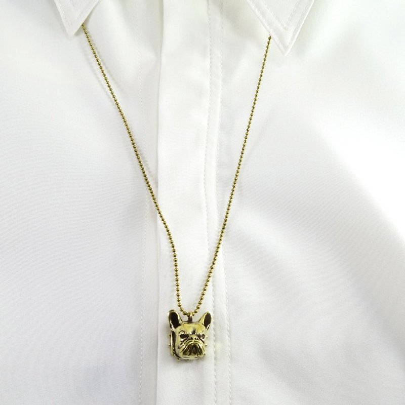 French bulldog necklace - สร้อยคอ - โลหะ สีเหลือง