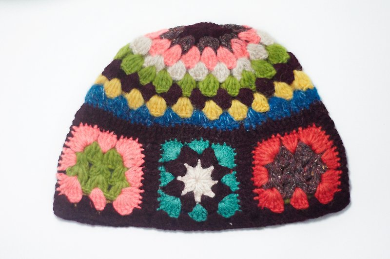 （ネパール製）純粋な手織りのウールの帽子限定/ニットキャップ/ウールキャップのバレンタインデーの贈り物 - 東欧風のカラフルなパッチワークモチーフ - 帽子 - その他の素材 多色