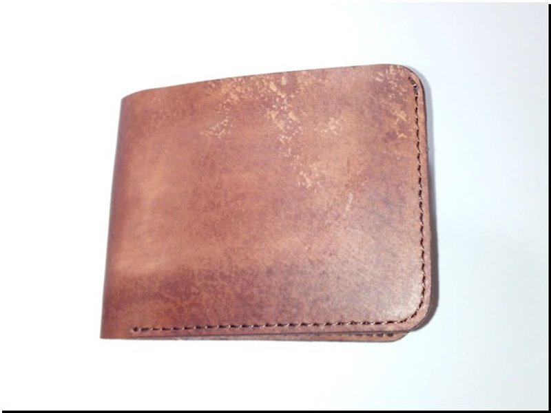 Distressed leather sewn ........ hand-dyed leather short clip - Wallets - Genuine Leather 