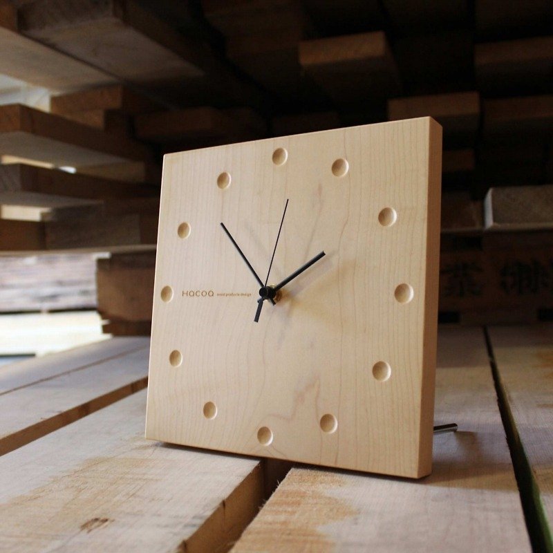 ログ手作りの正方形の時計 - 時計 - 木製 ブラウン