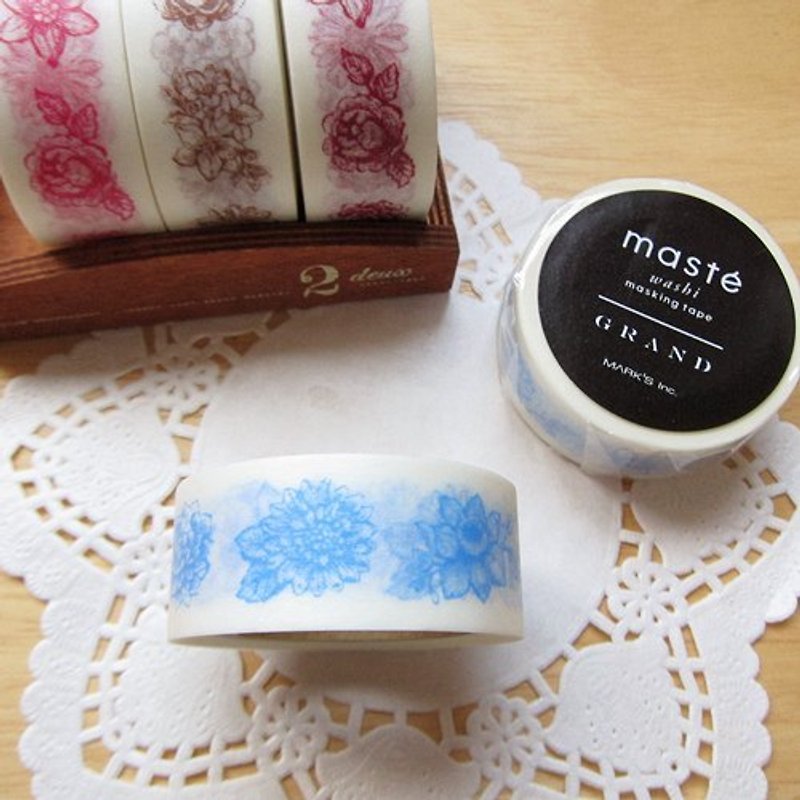 maste Masking Tape and paper tape [French flowers - light blue (MSG-MKT13-BL)] - Washi Tape - Paper Blue