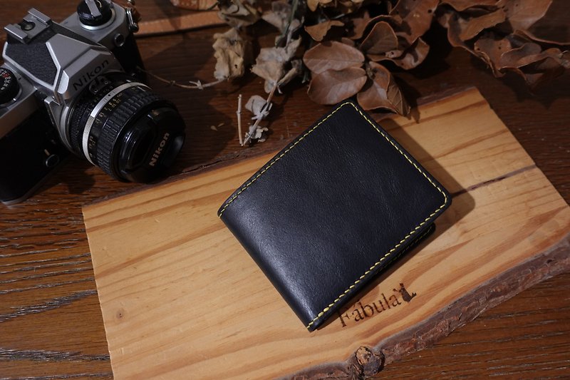 Hand-stitched leather simple short Silver/short clip - Wallets - Genuine Leather Brown