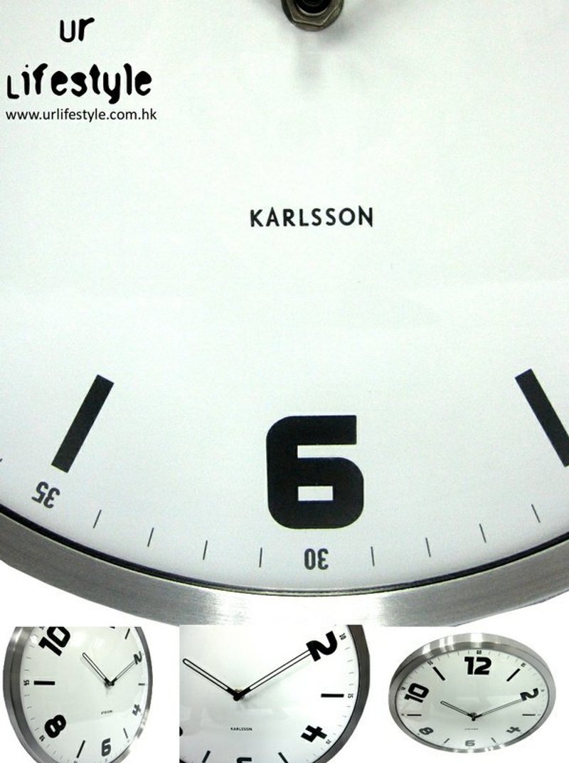 Karlsson Studio white number wall clock 荷蘭Karlsson 經典工作室掛鐘 - Clocks - Plastic White