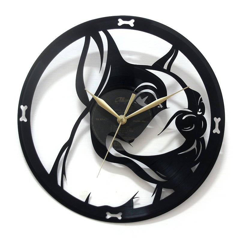 ブラックプラスチック時計 フレンチブルドッグ - 時計 - その他の素材 ブラック
