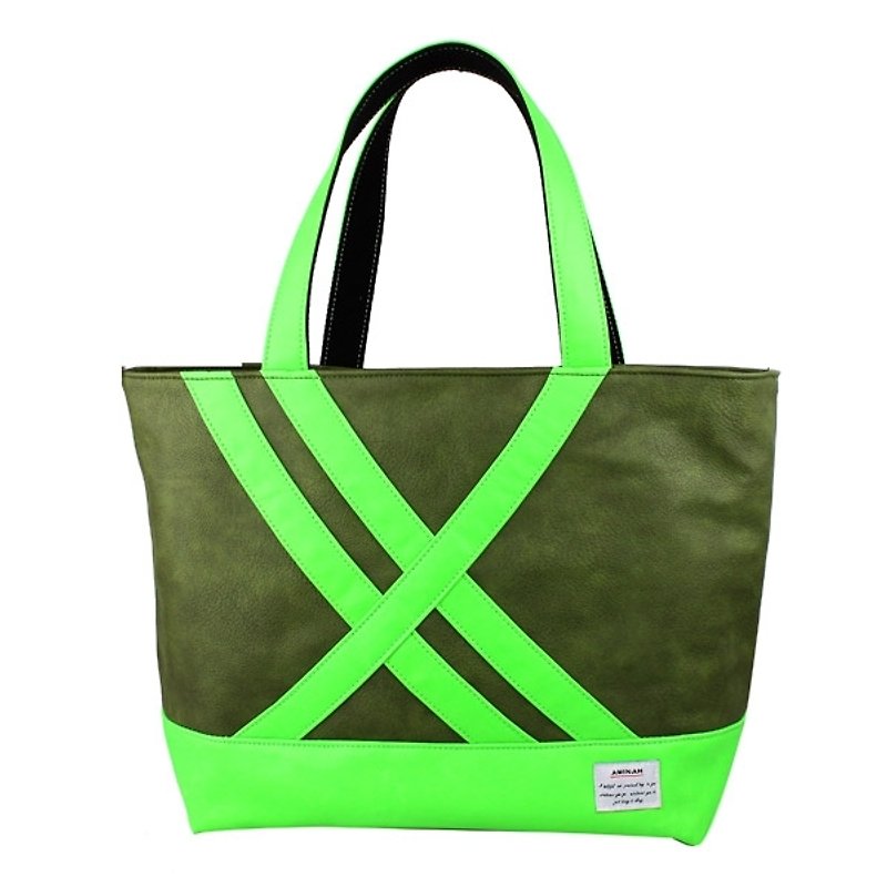 AMINAH-螢光綠綠色肩背包【am-0252】 - 手提包/手提袋 - 人造皮革 綠色