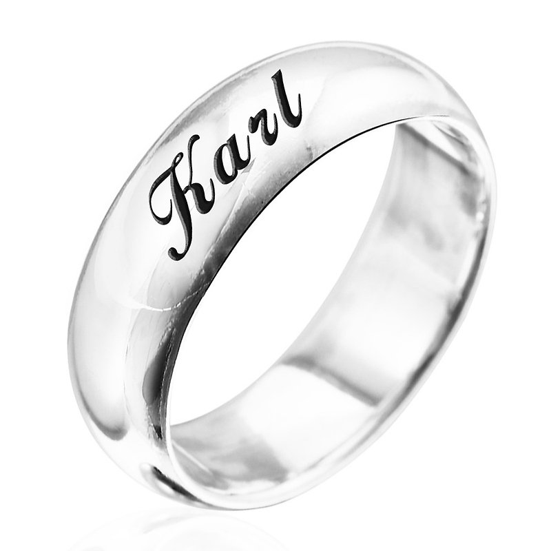 Custom ring engraving silver ring 7mm curved engraving name silver ring - แหวนทั่วไป - เงินแท้ สีเทา