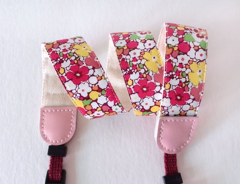 Floral pink camera strap - ID & Badge Holders - Cotton & Hemp Red