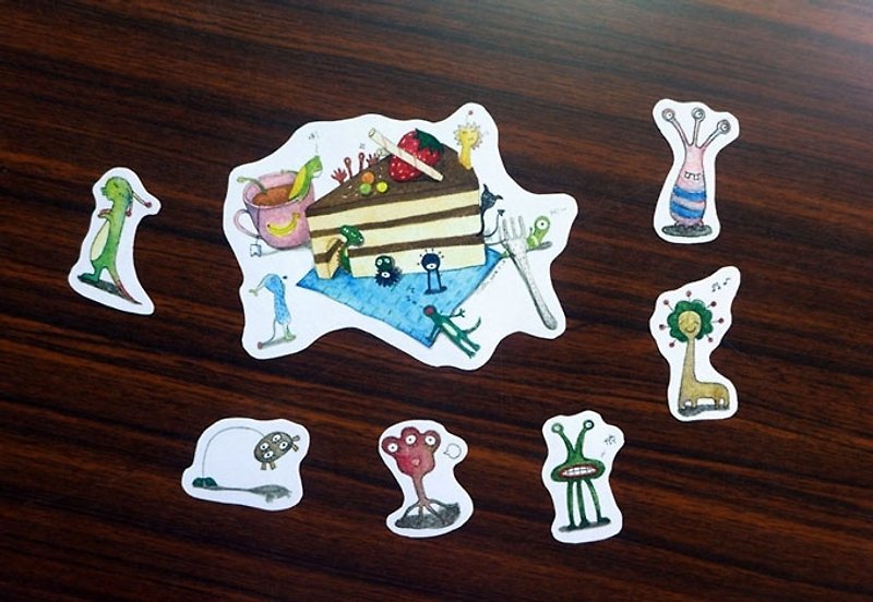 Little Monster Cake stickers (a group of seven in) - Stickers - Paper Multicolor