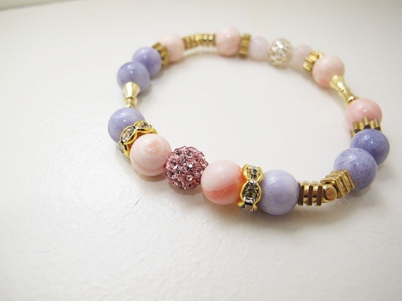 [Limited goods] Shamballa Crystal Ball - Pink / Purple - Bracelets - Other Materials Purple