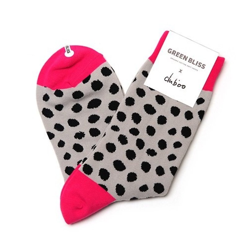 GREEN BLISS organic cotton socks - [joint series] duboo Dot dot graffiti stockings (male / female) - ถุงเท้า - ผ้าฝ้าย/ผ้าลินิน สีเทา