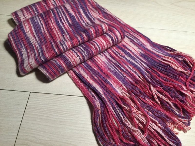 祕魯針織圍巾溫暖觸感-粉紫 - 絲巾 - 其他材質 紫色