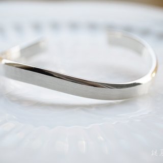 Handmade 925 sterling silver [micro-wide version neutral oval open C-shaped bracelet] Never give up