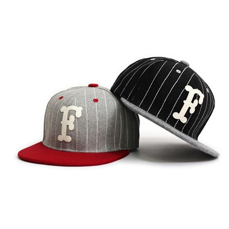 Filter017 棒球帽 F Fonts Snapback Cap毛料直條紋F字體棒球帽 - 帽子 - 其他材質 