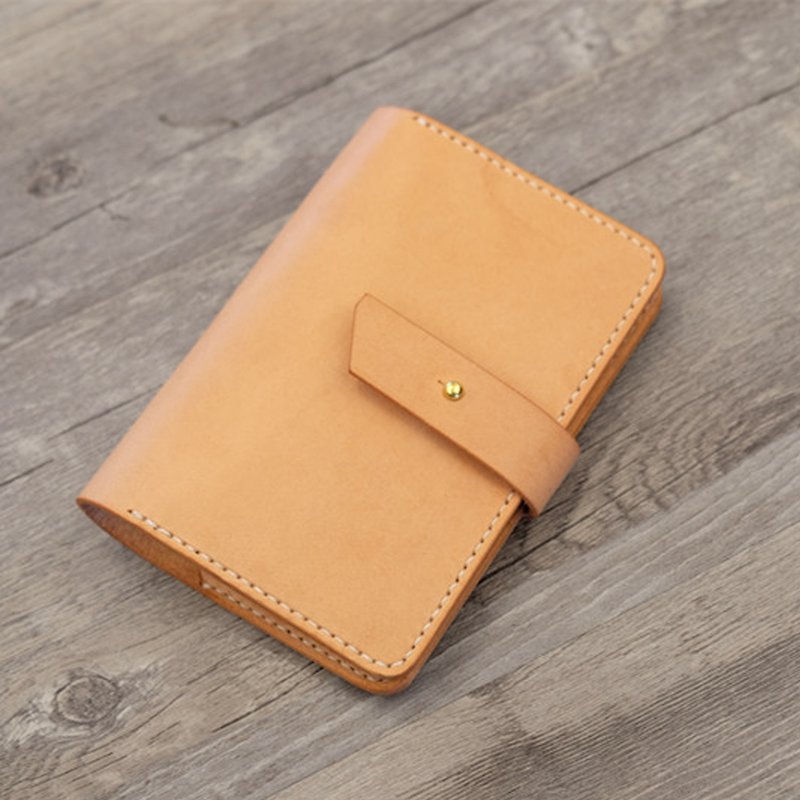Handmade vegetable tanned leather passport wallet - Other - Genuine Leather Gold