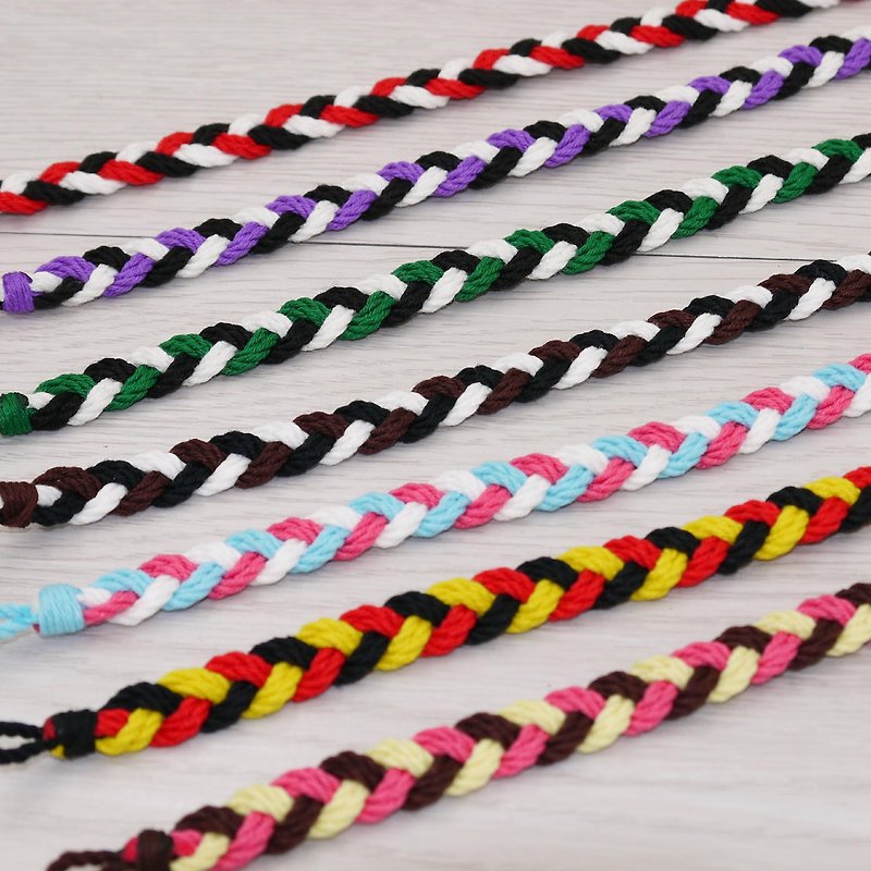 Puffy Candy-Purely hand-woven lucky bracelet surfing anklet anklet Q (cotton six-strand braid) - สร้อยข้อมือ - ผ้าฝ้าย/ผ้าลินิน 