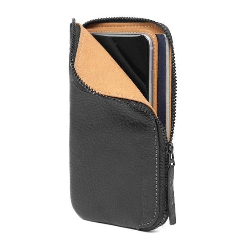 Incase Leather Zip Wallet Classic Leather Zipper Mobile Phone (Black) - เคส/ซองมือถือ - หนังแท้ สีดำ