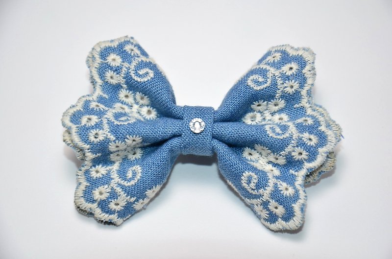 Denim lace bow - Hair Accessories - Other Materials 