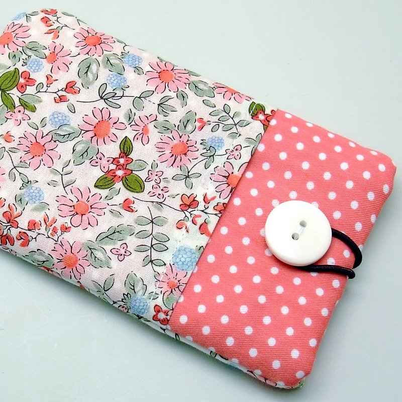 カスタマイズされた電話バッグ、携帯電話バッグ、携帯電話保護布カバー - かわいい小さな花 (P-40) - スマホケース - コットン・麻 ピンク