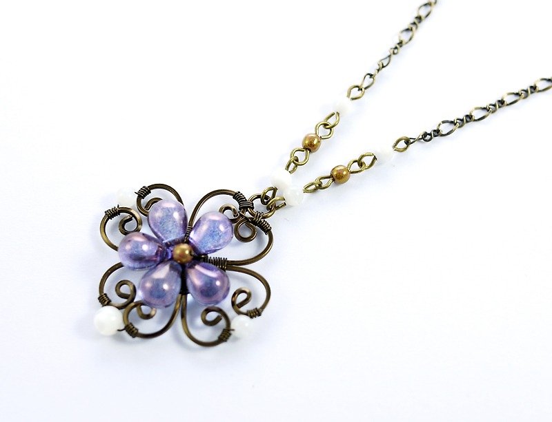 漾紫幸运 grass necklace - สร้อยคอ - เครื่องเพชรพลอย 