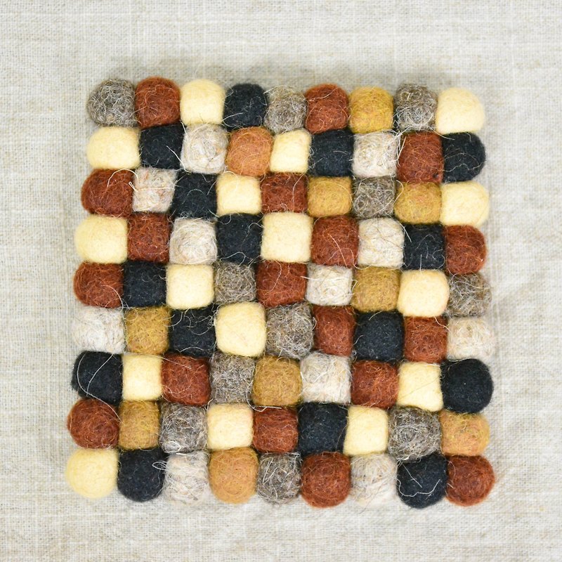 Wool ball coasters earth colors _ _ _ Party Fair Trade - Coasters - Wool Brown