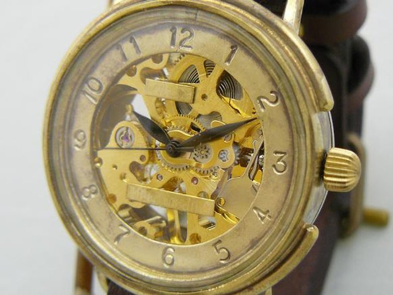 銅/黃銅 女錶 金色 - Handmade watch HandCraftWatch hand winding Brass JUMBO Big Wheel2-BHW BHW059